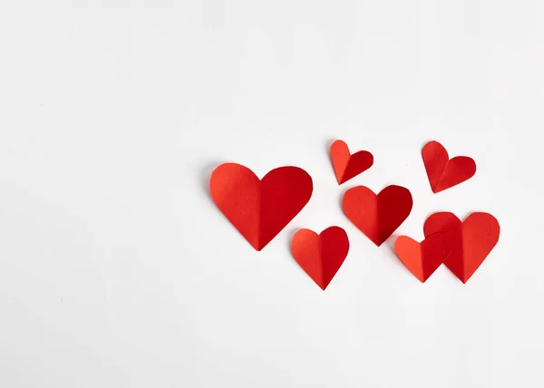 Corações Papel Vermelho Isolado Fundo Branco — Fotografia de Stock