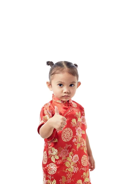 Bonito Menina Chinesa Vestidos Bem Vindo Ano Novo Chinês — Fotografia de Stock