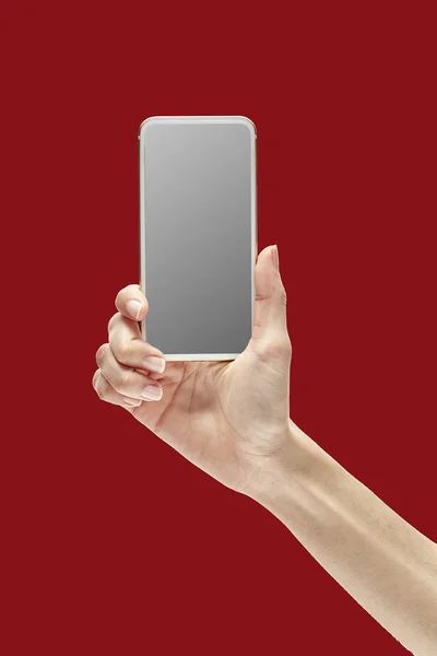 Isoler Téléphone Portable Main Sur Fond Blanc Concept Communication — Photo