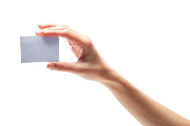 Beyaz izole kart tutan el