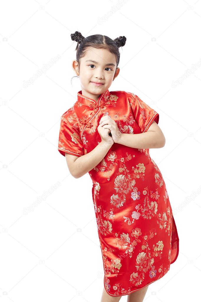 Little asian child in chinese traditional dress, Chinese New Year