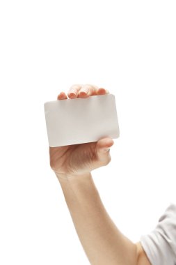 boş kartvizit izole tutmak el