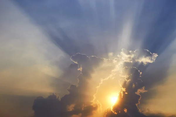 Abstract sun beam line light shining through the clouds, Sunbeam through the clouds haze on Beautiful sky