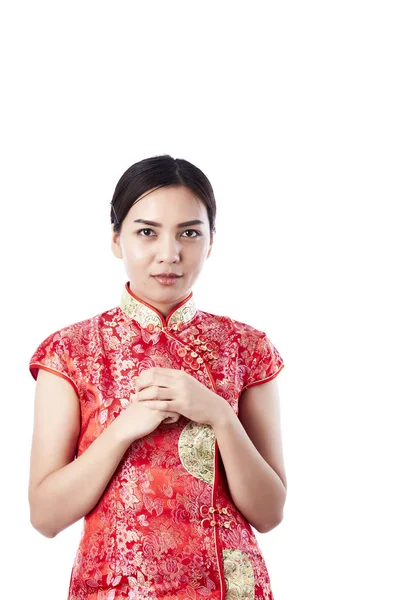Feliz Año Nuevo Chino 2018 Concepto Hermosas Mujeres Chinas Vestidos — Foto de Stock