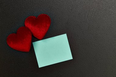 Sevgililer günü metin için kalp ve Blue Note kağıt ile arka plan