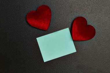 Sevgililer günü metin için kalp ve Blue Note kağıt ile arka plan