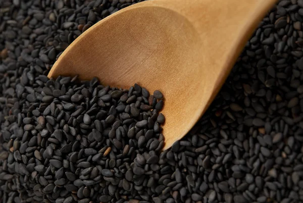 Black sesame seed, cereal, food agriculture background.