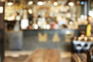 Kahve dükkanı veya kafe restoran ile soyut bokeh ışık görüntü arka plan bulanıklık