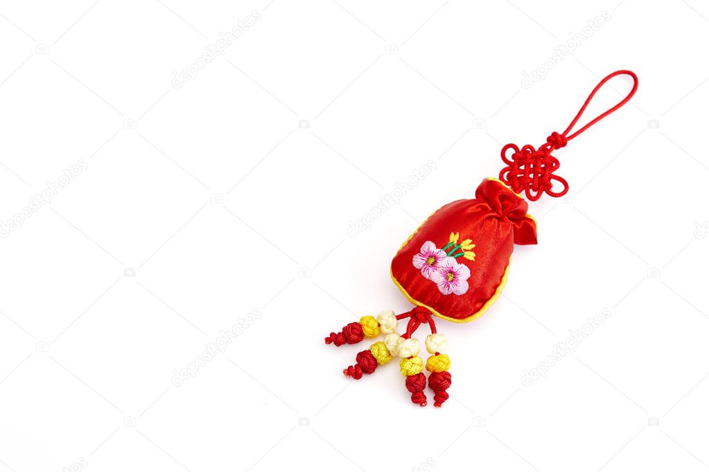 Chinese New Year Gift Bag and decoration on White Background