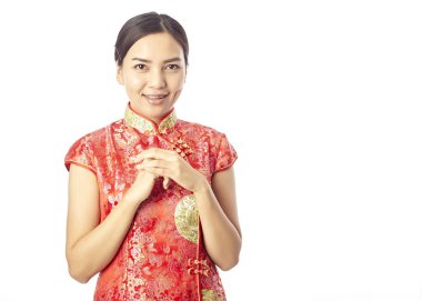 Nimet Asyalı Çinli kız mutlu Çin yeni yıl portresi