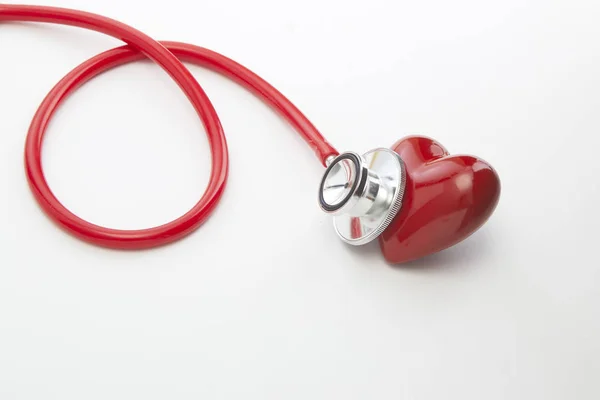 Rendering Stethoscope Red Heart White Background — Stock Photo, Image