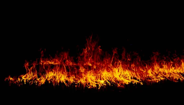 Fire flames on a black — Stock Photo, Image