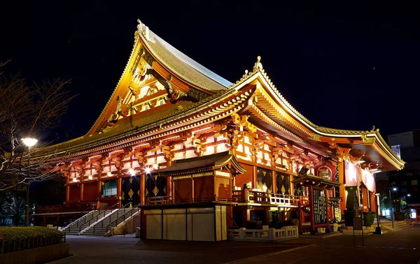 Japonsko Sensoji chrám v noci, Tokio — Stock fotografie