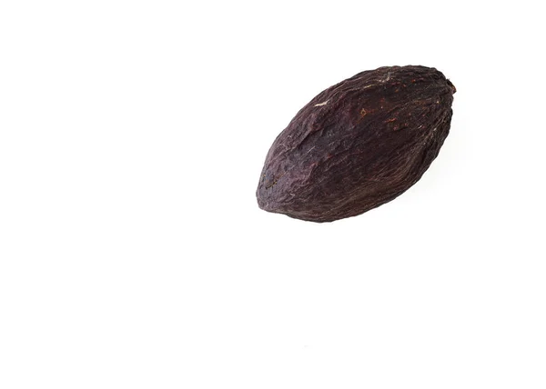 Ham Kakao Pod Beyaz Bir Arka Plan Üzerinde Izole Fasulye — Stok fotoğraf
