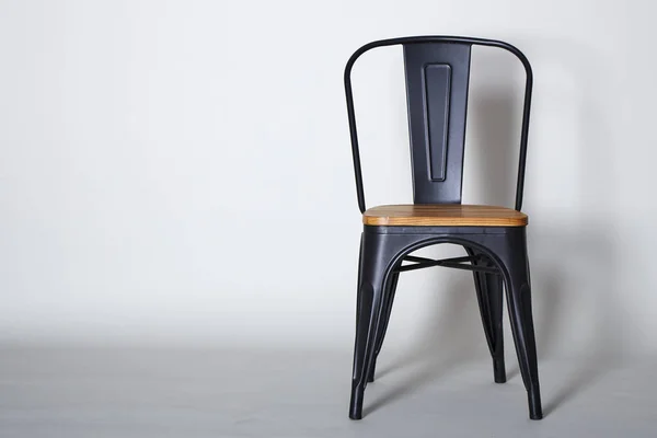 Steel with wood chair on Grey — Stock Photo, Image
