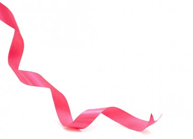 Beyaz üzerine pembe kıvırcık kurdele 