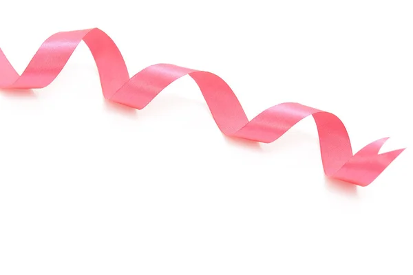 Pink curly ribbon on white — Stock Photo, Image