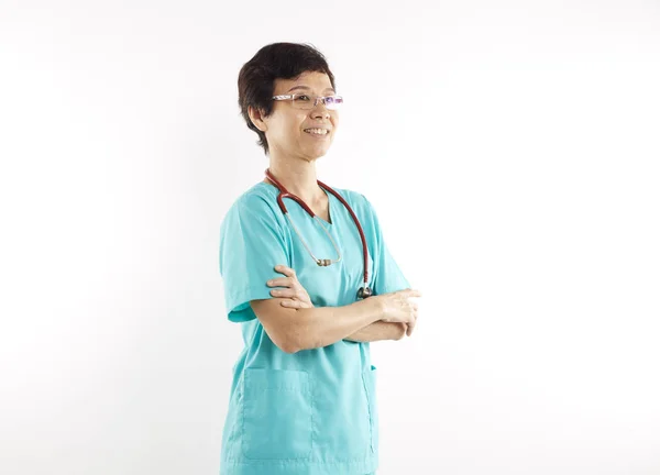 의료 간호사 아시아 여자 서 있는 — 스톡 사진