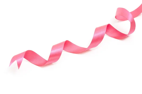 Pink curly ribbon on white — Stock Photo, Image