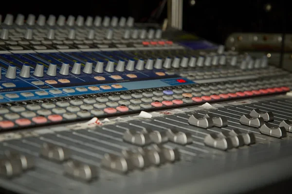 Sound control panel. Sliders close-up — Stock Photo, Image