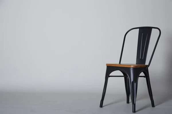 Steel with wood chair on Grey — Stock Photo, Image