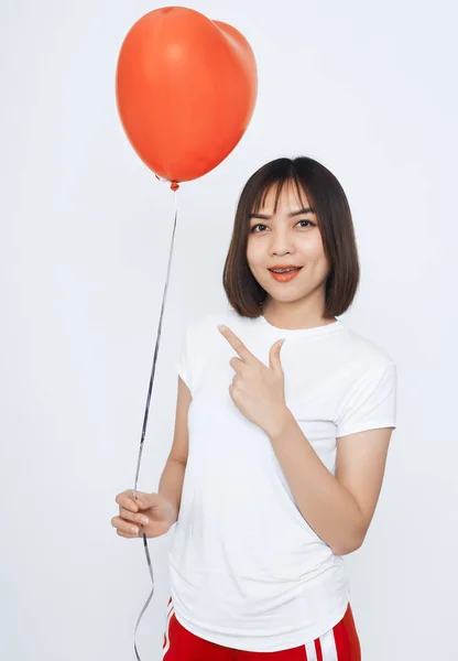 Portret szukam kobiety Azjatki balony — Zdjęcie stockowe