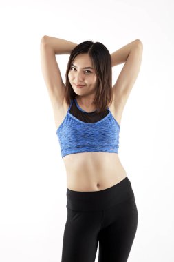 Asya kısa saç fitness elbiseli