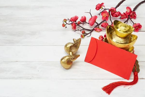 Chinese New Year decoration on wooden background