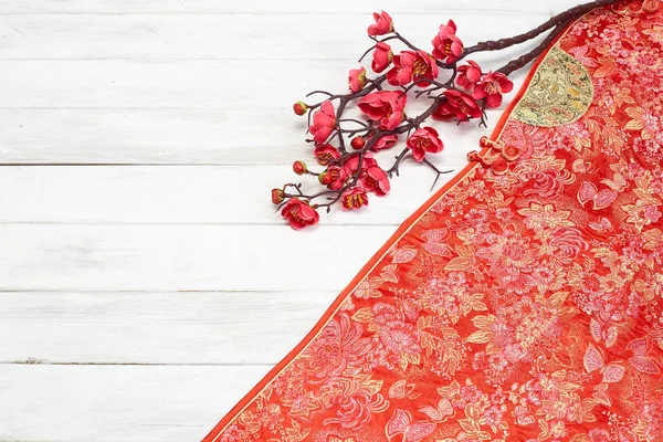 Chinese New Year decoration on a red background — Stock Photo, Image