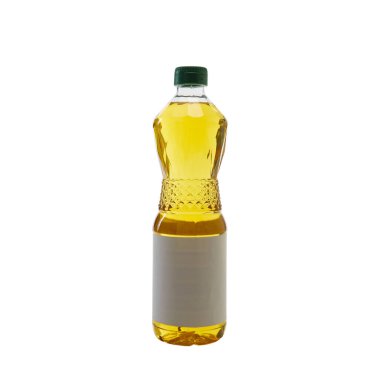 Plastik şişede bembeyaz sebze yağı.