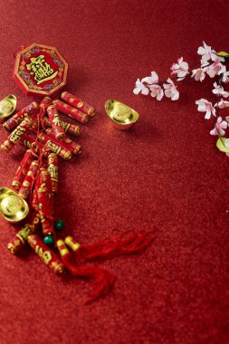Decorate Chinese new year festival on red