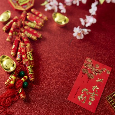Decorate Chinese new year festival on red