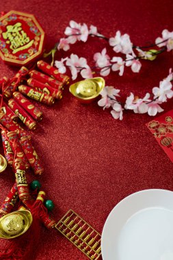 Decorate Chinese new year festival on red
