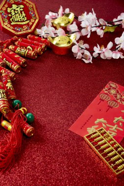 Decorate Chinese new year festival on red