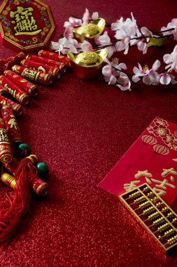 Decorate Chinese new year festival on red