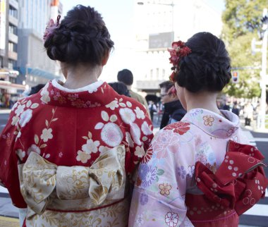 Women Wearing Kimono Costume Walking street