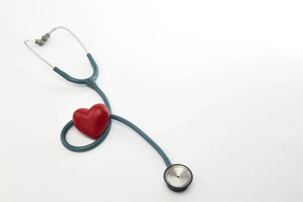 Stethoscope and Red Heart on White Background — Stock Photo, Image