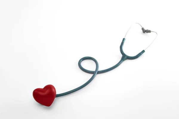 Stethoscope and Red Heart on White Background — Stock Photo, Image