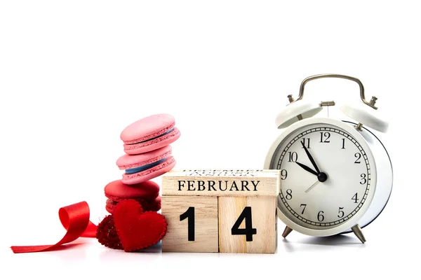 February 14 wooden calendar Valentines day background — Stock Photo, Image