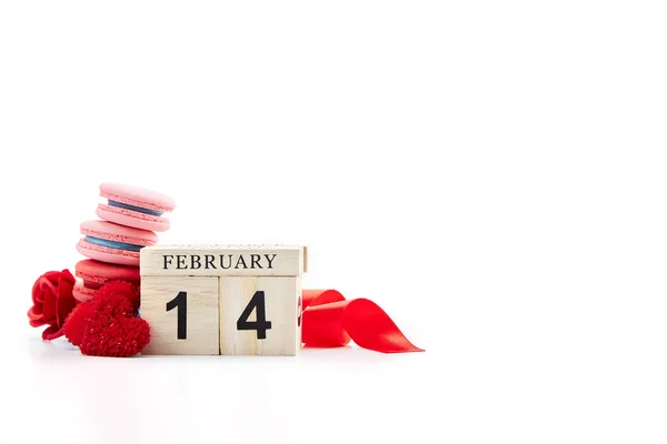 14 febbraio calendario in legno San Valentino sfondo giorno — Foto Stock
