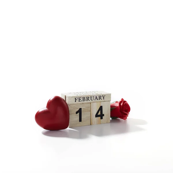 14 février calendrier en bois Valentines fond — Photo