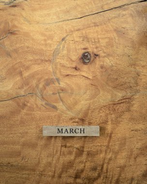template for march on wooden background
