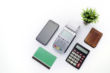 Flat lay Business finance on white