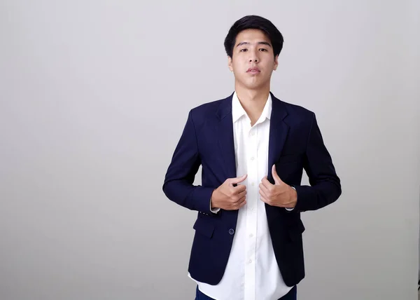 Jeune Homme Affaires Thaïlandais Beau Sur Fond Blanc — Photo