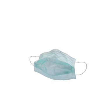 Tıbbi bez maske ya da tek kullanımlık yüz maskesi beyaz üzerine izole edilmiş.