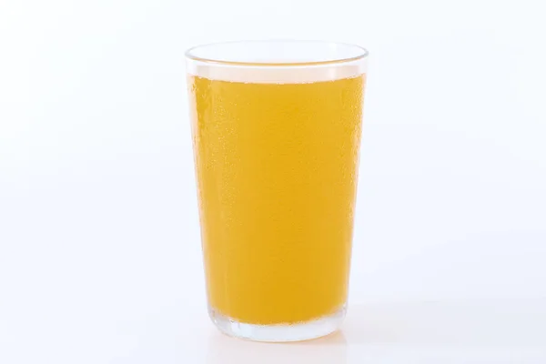 Vaso Jugo Naranja Con Aislado Pulpa Sobre Fondo Blanco Ruta —  Fotos de Stock