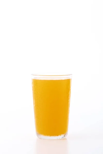 Bicchiere Succo Arancia Con Polpa Isolata Fondo Bianco Percorso Ritaglio — Foto Stock