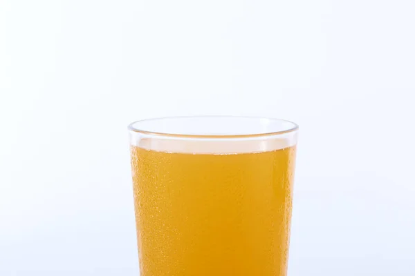 Vaso Jugo Naranja Con Aislado Pulpa Sobre Fondo Blanco Ruta — Foto de Stock