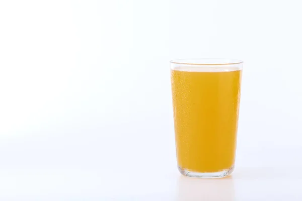 Vaso Jugo Naranja Con Aislado Pulpa Sobre Fondo Blanco Ruta — Foto de Stock