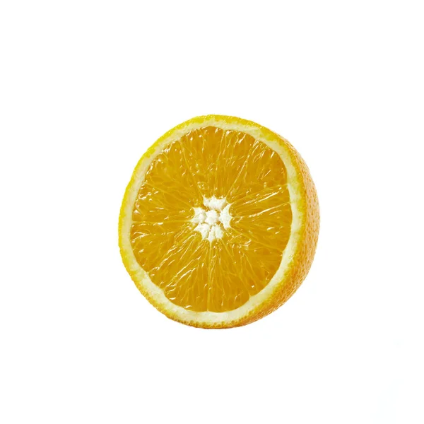 Φέτα Πορτοκαλιού Φρέσκα Φρούτα Πορτοκαλιού Μισοαπομονωμένα Λευκό Φόντο — Φωτογραφία Αρχείου